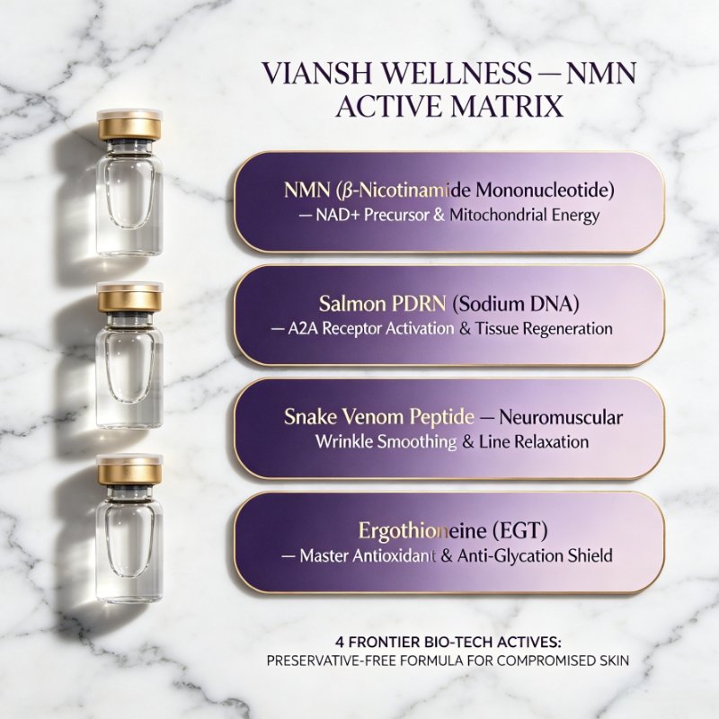 Viansh Wellness Luxury NMN Cell Repair Serum Dropper Bottle and Packaging Box for Anti-Aging OEM