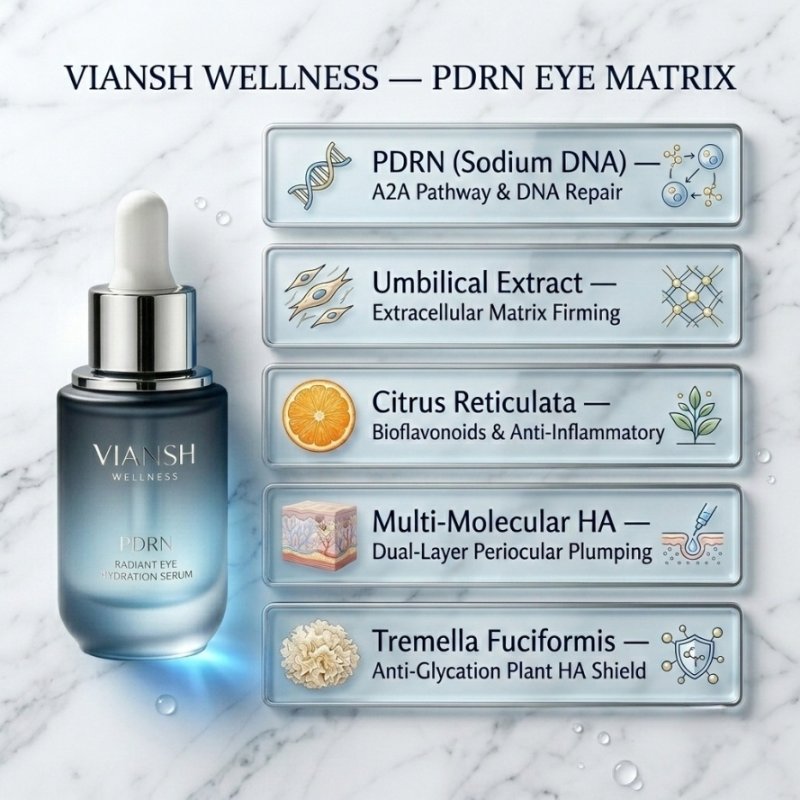 Viansh Wellness PDRN Radiant Eye Hydration Serum Bottle and Packaging Box OEM