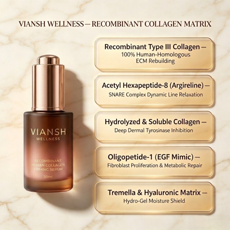 Viansh Wellness Recombinant Human Collagen Firming Serum Dropper Bottle and Packaging Box OEM